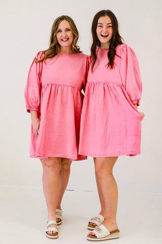 Daily Denim Dress in Pink