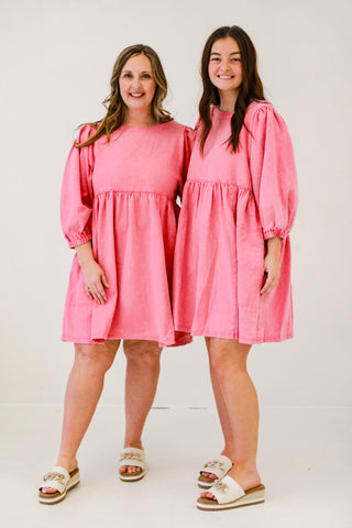 Daily Denim Dress in Pink