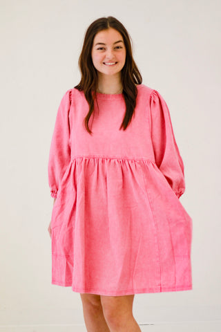 Daily Denim Dress in Pink