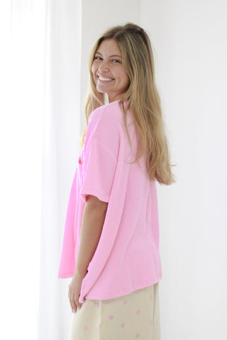 Ready for Anything Basic Top in Pink Berry