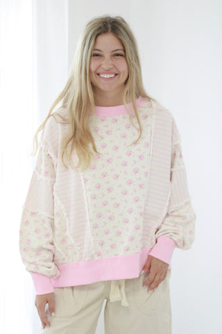 Forever & Ever Pink Floral Pullover