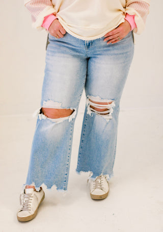 Summer Throwback 90's Vintage Crop Flare Dusty Indigo