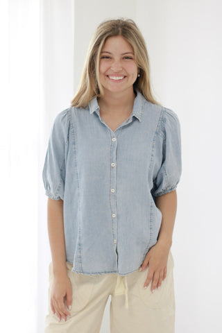 Life is Fun Chambray Blouse