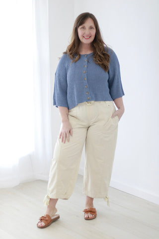 Sunny Days Short Sleeve Knit Cardigan in Dusty Blue