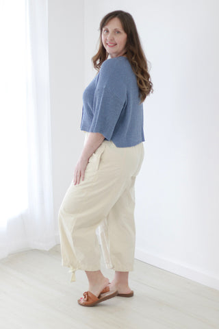 Sunny Days Short Sleeve Knit Cardigan in Dusty Blue