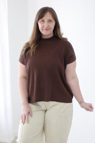 In My Feels Short Sleeve Sweater in Brown