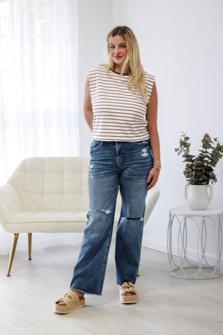 Talk of the Town Stripe Tank in Cocoa