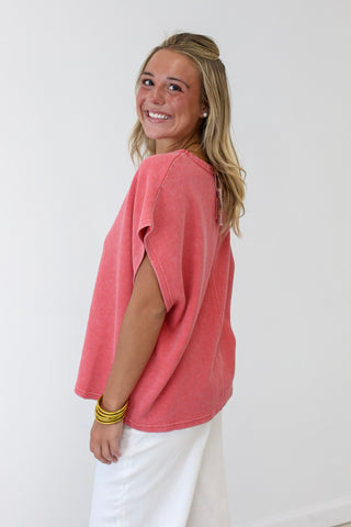 Everyday Style Ribbed Top in Boho Red