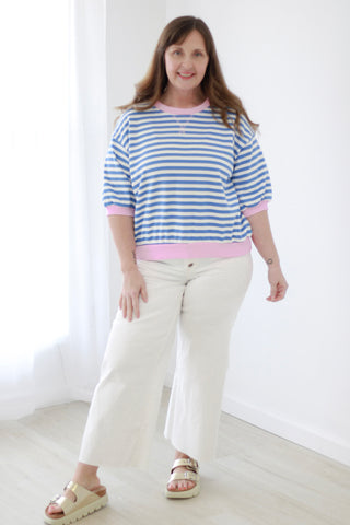 Good Vibrations Blue/Pink Striped Tee