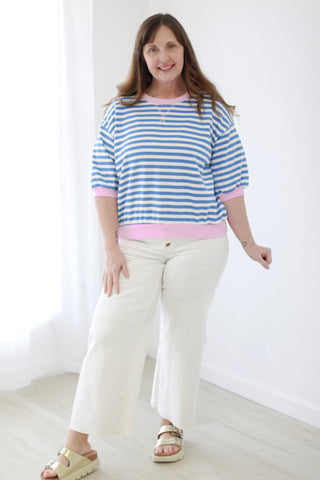 Good Vibrations Blue/Pink Striped Tee