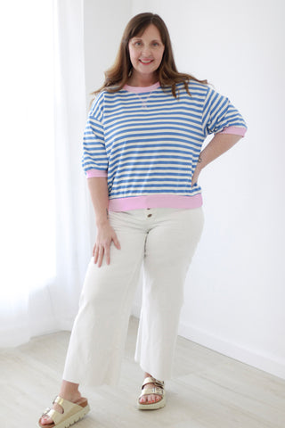 Good Vibrations Blue/Pink Striped Tee