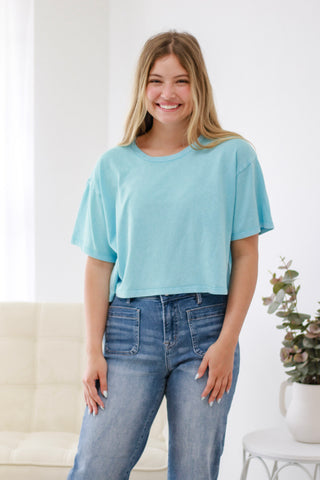 A Good Time Tee in Aqua Blue