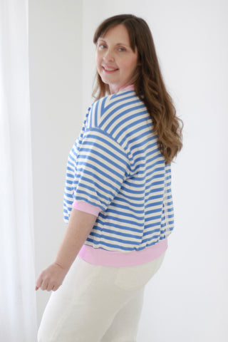 Good Vibrations Blue/Pink Striped Tee