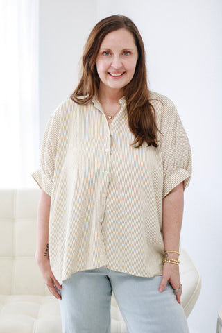 Button It Up Striped Blouse