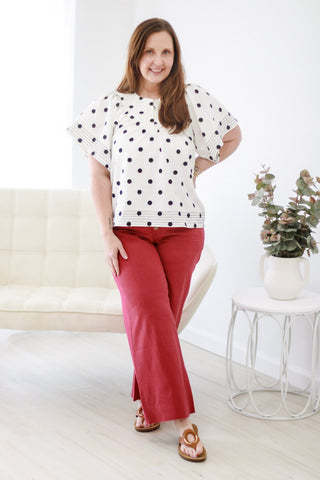 From Around Here Polka Dot Blouse