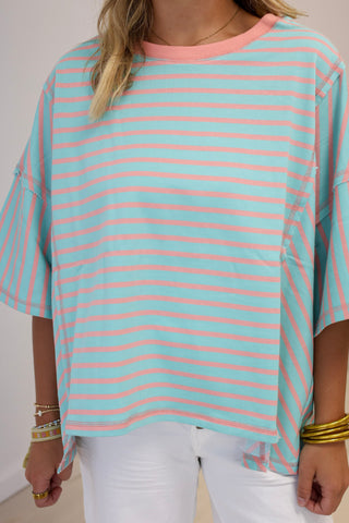 Details Like These Striped Top in Salmon/Jade