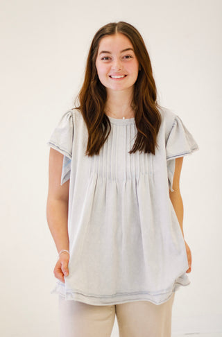 Casual Sunday Top in Ice Blue