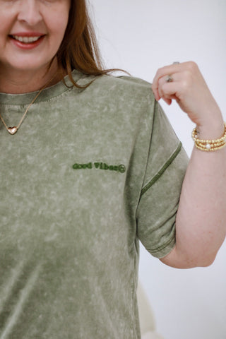 Good Vibes Mineral Wash Tee