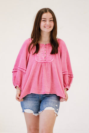 It's Good to See Spring Peasant Top in Cotton Candy