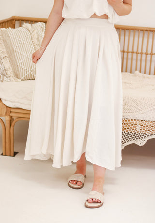 Vacay Nights Ivory Midi Skirt