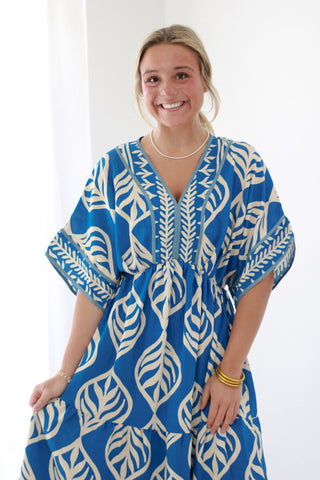 A Floral Affair Dress in Cerulean Blue