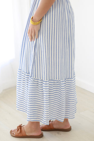 Picnic Date Smocked Midi Dress in Blue