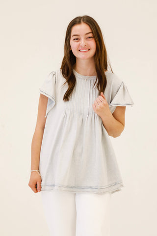 Casual Sunday Top in Ice Blue