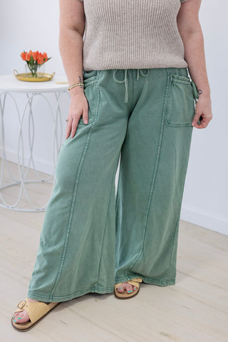 Finally Found You Mineral Wash Pants in Pine Green