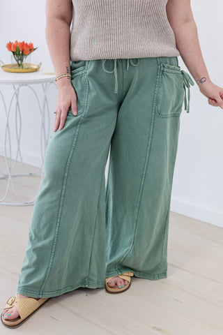 Finally Found You Mineral Wash Pants in Pine Green