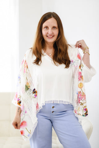 Summer Vibin V-Neck Top in White