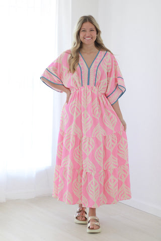 A Floral Affair Midi Dress in Peony Pink