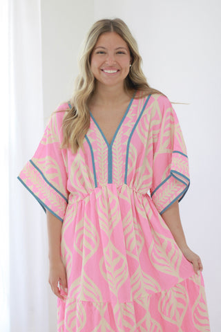 A Floral Affair Midi Dress in Peony Pink