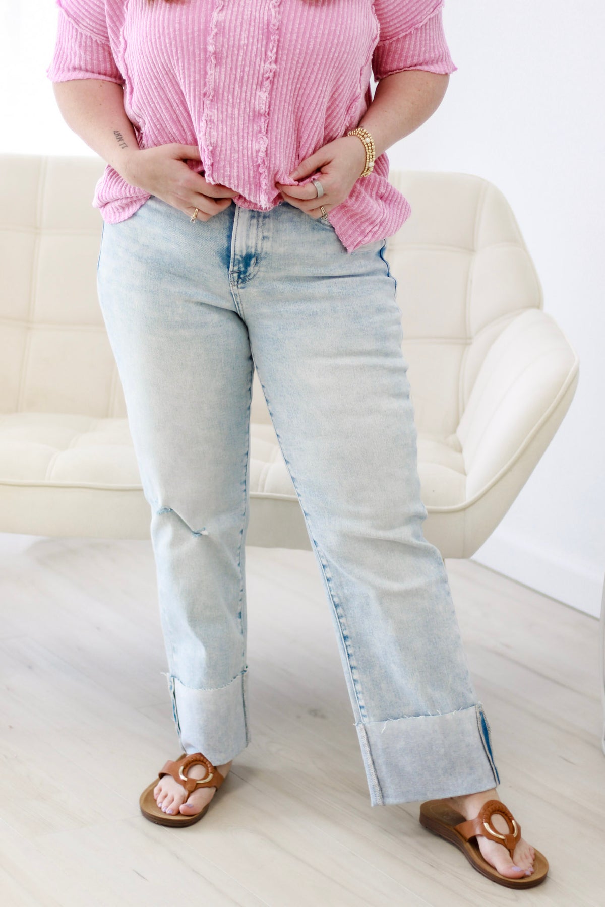 Style Sanctioned Enviably Cuffed Wide Leg Jeans by Lovervet