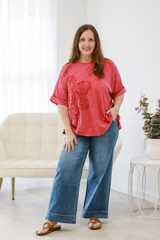 Picking Petals Mineral Washed Top in Boho Red