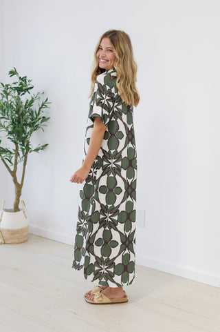 Promise Me Floral Dress in Olive
