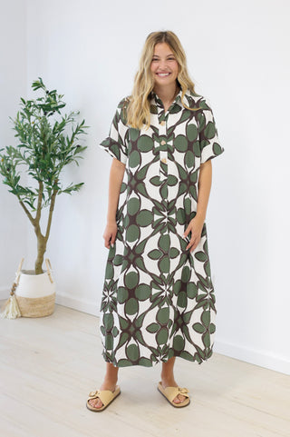 Promise Me Floral Dress in Olive