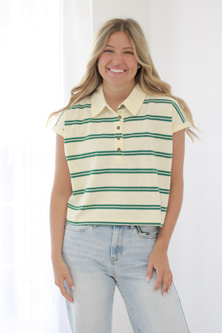 Well Played Striped Collared Top