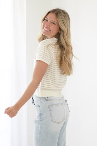 Let's Hear It for the Stripes Cardigan Sweater in Ivory