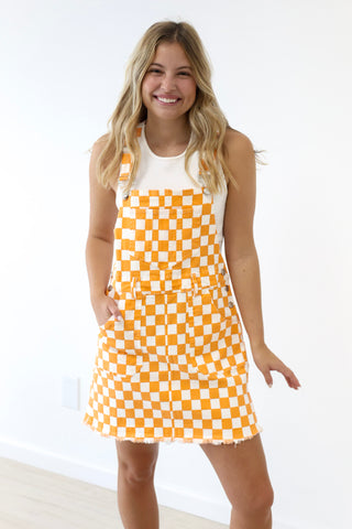 Time for the Game Check Print Dress
