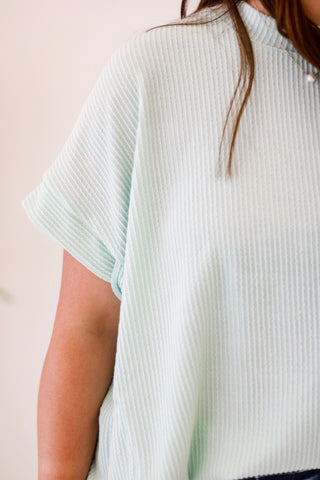 Do You Believe In Love Ribbed Top in Aqua