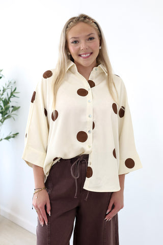 Your Next Favorite Polka Dot Blouse in Cream