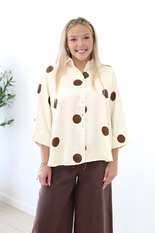 Your Next Favorite Polka Dot Blouse in Cream