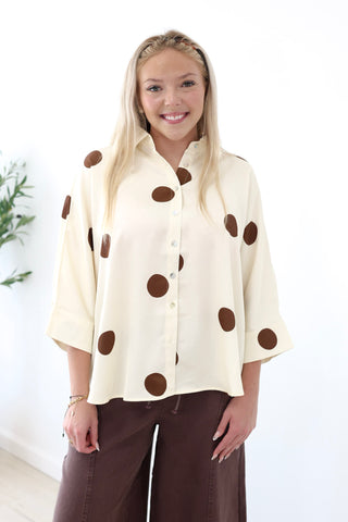 Your Next Favorite Polka Dot Blouse in Cream