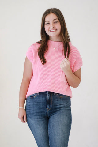 Higher Love Mock Neck Top in Dark Pink