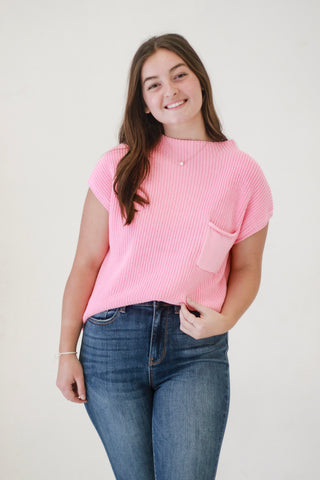 Higher Love Mock Neck Top in Dark Pink