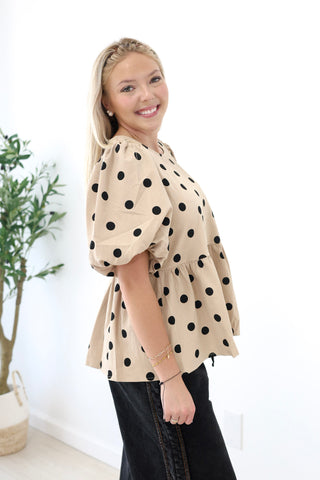 On the Go Polka Dot Blouse