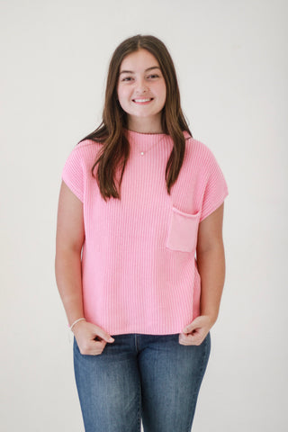 Higher Love Mock Neck Top in Dark Pink