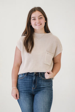 Higher Love Mock Neck Top in Sand