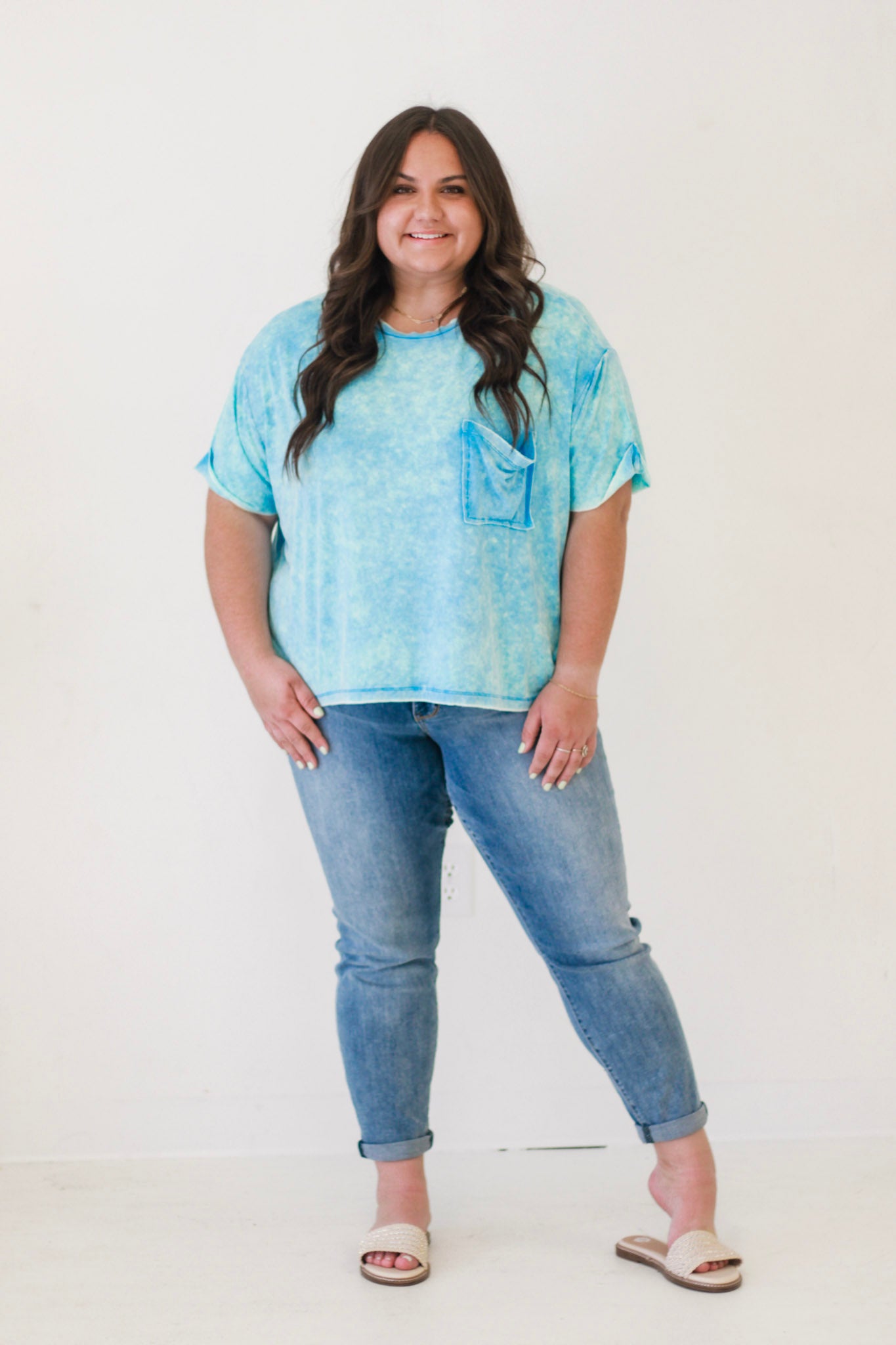 Honestly Yours Acid Wash Top in Blue