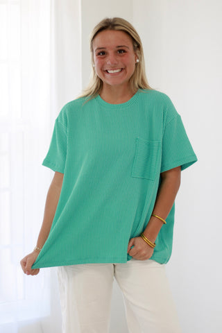 Ready for Anything Basic Top in Turquoise